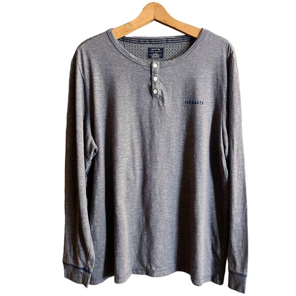TED BAKER Henley Jersey Top Pullover Long Sleeves Casual Cotton XL EUC - Picture 1 of 7